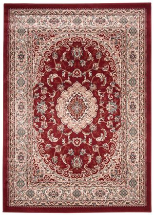Tapiso Alfombra de sal&oacute;n cl&aacute;sica rojo beige roset&oacute;n 120x170