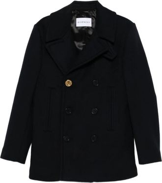 Givenchy Blauwe Wol Dubbel-Borst Jas - Heren - Blazers - Blauw - L - Wol - Jassen