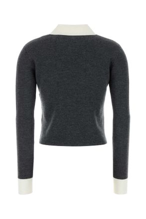 Self Portrait Womens Dark Grey Stretch Wool Blend Cardigan Main:wo Pa Wp Ea Maglie