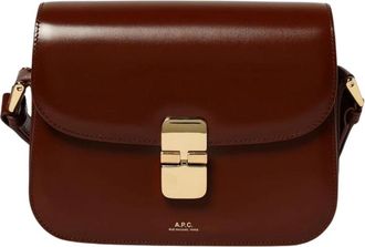 A.P.C. Glad Leren Crossbodytas met Verstelbare Schouderriem - Dames - Schoudertassen - Bruin - ONE Size - Leer - Tassen