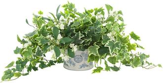 Creative Displays Inc. Handmade Faux Variegated Ivy & Budding Flowers In A Decorative Vase