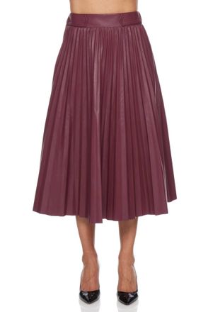 Pinch Design Pleated Pu Leather Skirt In Burgundy