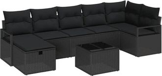 vidaXL Conjunto De Sof&aacute; De Jard&iacute;n 8 Pcs Negro 287 X 122 X 85 Cm Vidaxl