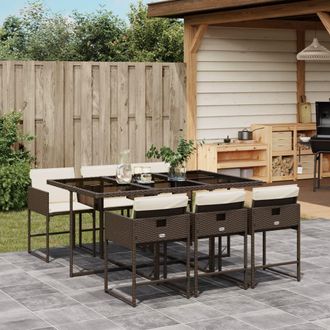 vidaXL Vidaxl - Set Comedor De Jard&iacute;n 7 Pzas Con Cojines Rat&aacute;n Sint&eacute;tico Marr&oacute;n