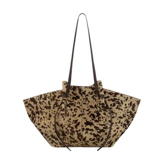 Yuzefi Tassen, Dames, Bruin, ONE Size, Leer, Large Mochi Tote