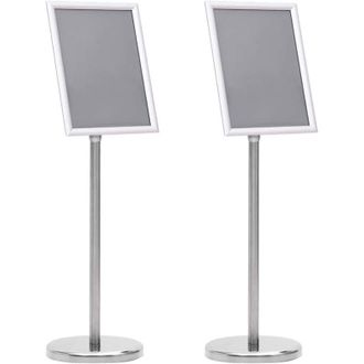 vidaXL Soportes De P&oacute;ster Manual 2 Pcs Plateado 32.5x 24 X 78 Cm Vidaxl