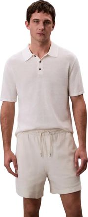 Calvin Klein Cotton Waffle Short - male - Calvin Klein - Polo Shirts - White - S - Tops