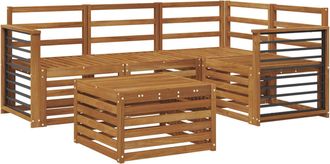 vidaXL Conjunto De Sof&aacute;s De Exterior 5 Uds. Natural Poli&eacute;ster Vidaxl