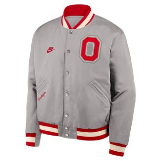 Nike Ohio State Legacy Nike Mens College Full-Snap Bomber Jacket in Grey | 03O50E68OH-P0K