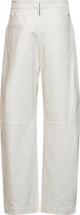 Brunello Cucinelli Womens Baggy Trousers Ivory Wool-Denim Cotton
