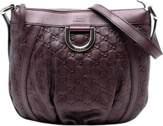 Gucci Pre-owned Cross Body Bags, female, Purple, Size: ONE SIZE Pre-owned Embossed Leather Crossbody Bag