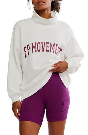Free People FP Movement Victory Sweatshirt & Shorts Set in White/Deep Mulberry at Nordstrom Rack, Size Small