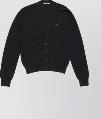 Acne Studios v-neckline ribbed knitwear cardigan with long sleeves