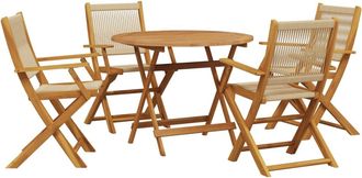 vidaXL Set De Comedor Jard&iacute;n 5 Pzas Polipropileno Madera Maciza Beige Vidaxl