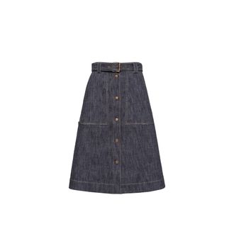 Moncler Moncler Denim Knee-length Skirt, Women, Blue, Size: 40