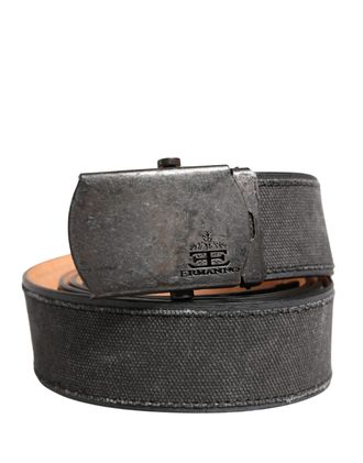 Ermanno Scervino Leather Cotton Logo Metal Buckle Womens Belt (Pre-Owned)