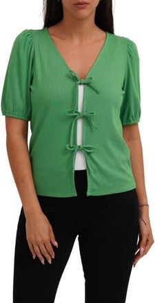 Cyrus Bow Tie Front Short Sleeve Top in Lime at Nordstrom Rack, Size X-Large