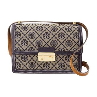 Tory Burch Womens Shoulder Bag Blue Cotton