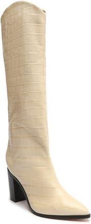 Schutz Maryana Pointed Toe Block Heel Knee High Boot in Eggshell at Nordstrom Rack, Size 5.5
