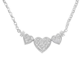 House of Brilliance 14K White Gold 1.0 Cttw Diamond Three Heart Statement Pendant Necklace at Nordstrom