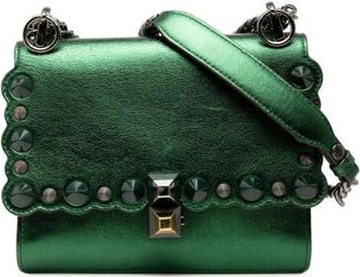 Fendi Pre-owned Shoulder Bags, female, Green, Size: ONE SIZE Pre-owned Leather Shoulder Bag