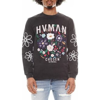 HVMAN Floral Long Sleeve Graphic T-Shirt in Heather Grey at Nordstrom Rack, Size X-Small