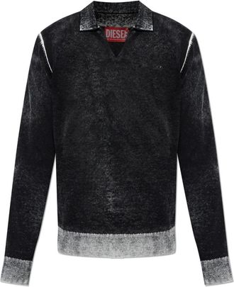 Diesel K-Lawrence Polo - Heren - V-hals truien - Zwart - S - Katoen - Truien & Vesten