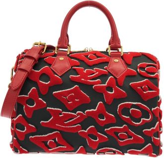 Louis Vuitton Black Red Color Coated Canvas Boston Bag (Pre-Owned)