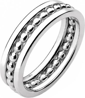 Gold & Honey Womens Beaded Band Ring In Silver