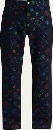 Casablanca Mens Monogram Straight-Leg Jeans