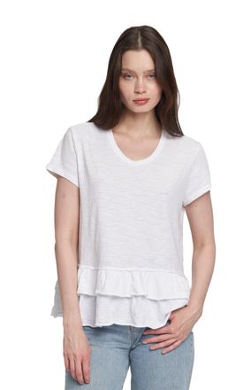 Wilt Short Sleeve Double Tier Mock Hem Crew