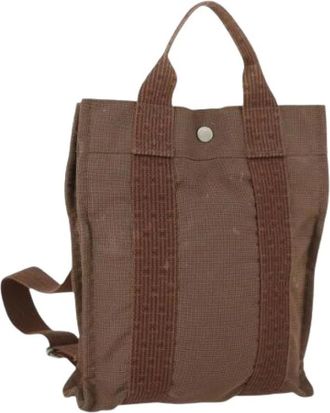 Herm&egrave;s Pre-owned Vintage Canvas Rugzak - Dames - Vintage Rugzakken - Bruin - ONE Size - Vintage