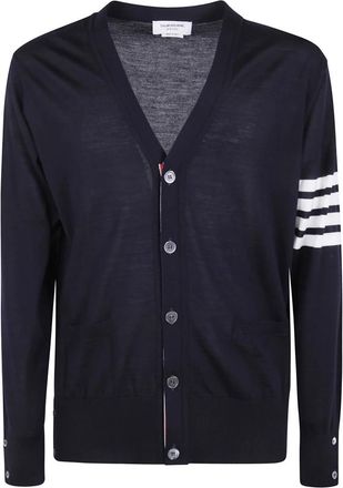 Thom Browne Klassiek V-hals Vest - Heren - Vesten - Blauw - M - Wol - Truien & Vesten