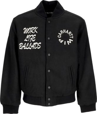 Carhartt Work in Progress Varsity Bomber Jacket - Heren - Bomber jackets - Zwart - S - Nylon - Jassen