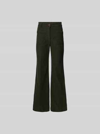 Victoria Beckham High Rise Wide Fit Cordhose aus Cord in Khaki, Gr&ouml;&szlig;e 24
