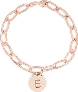 Meshmerise Initial Disc Charm Bracelet in Rose-E at Nordstrom Rack