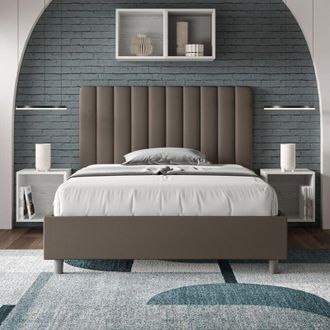Les Tendances Les Tendances - Letto una piazza e mezza con rete imbottito 120x210 similpelle cappuccino Agueda