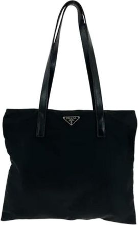 Prada Pre-owned Tote Bags, female, Black, Size: ONE SIZE Pre-owned Leather shoulder-bags