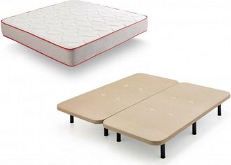 HOGAR 24 Hf73 - Colch&oacute;n Viscoel&aacute;stico + Base Tapizada Con Patas, Medida 180x190 Cm, Nucleo Fresh Natur Alta Densidad Efecto Regenerador, Altura 30 Cm