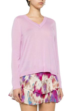 Pinko Pinko Womens Cashmere Vneck Pullover Sweater - Purple - Size Large