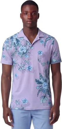 Lords of Harlech Mali Floral Lavender Mens Wool Johnny Collar Polo at Nordstrom, Size Xx-Large
