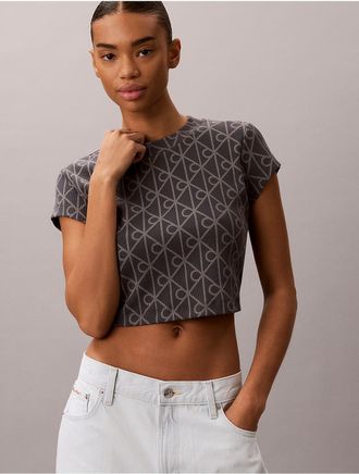 Calvin Klein Jeans Calvin Klein Womens Emblem Logo Baby Tee - Grey - XL