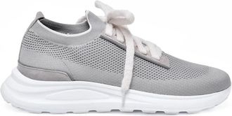 Eleventy Light Grey Mesh Leather Stretch Sneakers