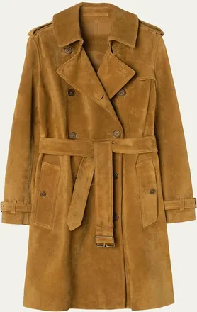 Burberry Kensington Suede Belted Trench Coat