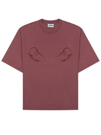 Jean Paul Gaultier Muted Mauve Needles Embroidered T-Shirt