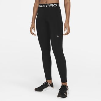 Nike Womens Nike Pro Mid-Rise Mesh-Paneled Leggings in Black | CZ9779-010