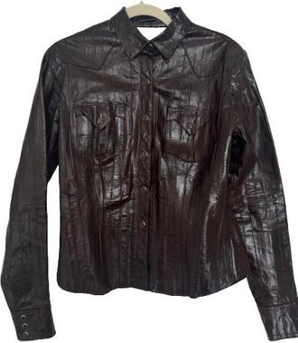 Dior Galiiano For Dior Black Leather Shirt Jacket Size S