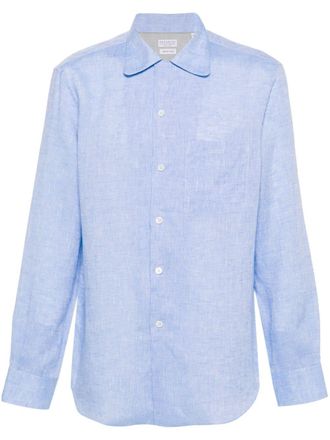 Brunello Cucinelli linen classic-collar shirt - men - Linen/Flax/Cotton - S - Blue