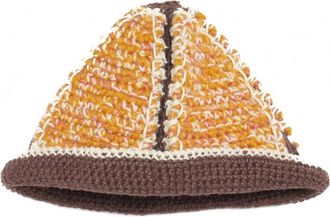 Nicholas Daley Hand-Crocheted Bucket Hat In Mustard/clay/brown