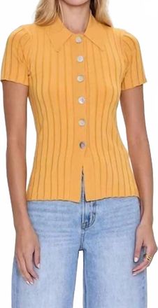 Pistola Denim Dominique Short Sleeve Button Up In Papaya